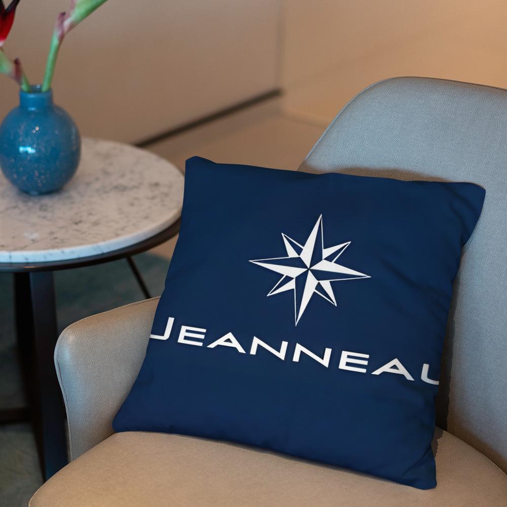 

J-JEANNEAU logo Cushion Cover 2-in-1 Reversible Plush Pillow Cover | Car/Sofa/Bed | Perfect Gift 12x12Inch