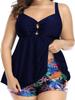 Women Tankini Plus Size Swimwear 2023 Push Up Swimsuit Sexy V-neck Soild One Piece Bathing Suit Adjustable Large Swim Dress 4XL