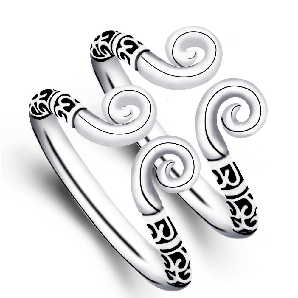 

Open Ring Black Gold Tight Hoop Retro Engraved Cloud Pattern Couple Rings Journey to the West Jewelry adjustable
