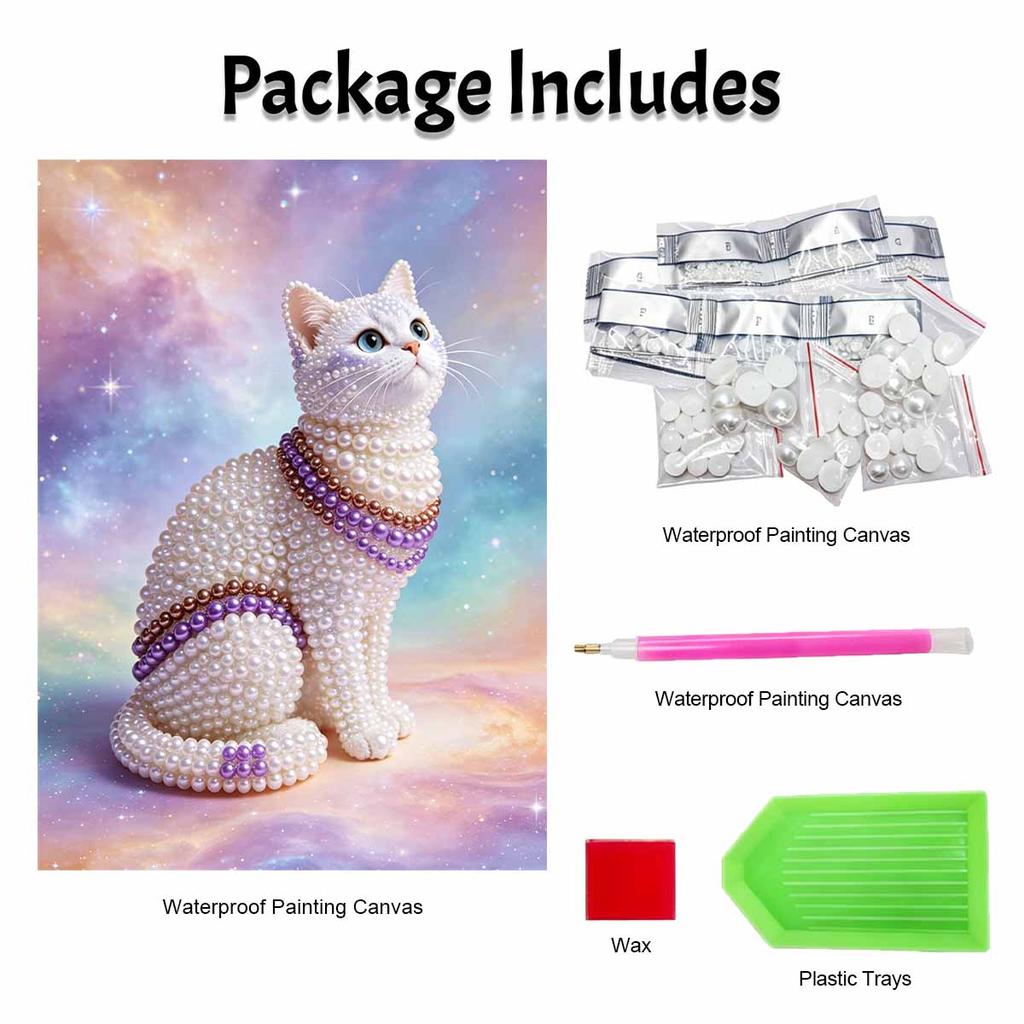 5D Pearl Kit Pearl Cat Design DIY Enamel Art for Living Room Bedroom Wall Decoration Handmade Gift