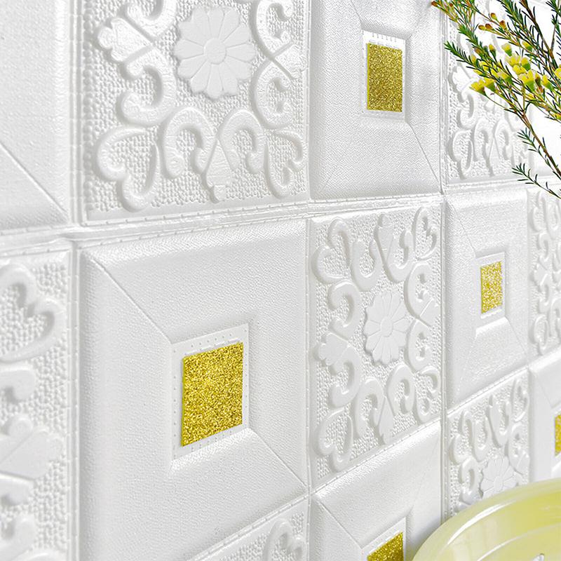 10PCS 3D Tile Brick Wall Sticker Wallpaper Self-adhesive Waterproof Foam Panel