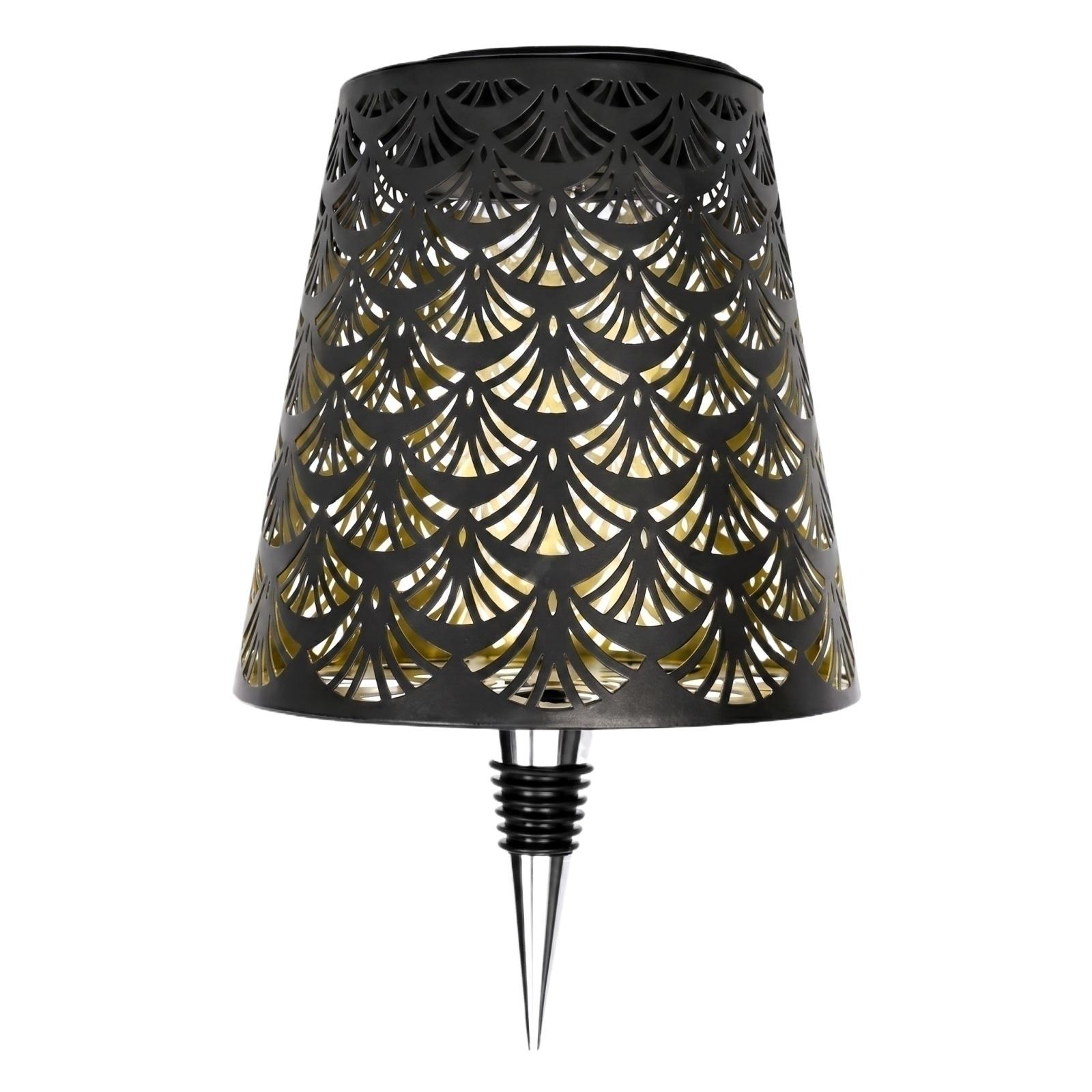 

Solar Embedded Bottle Stopper Light Outdoor Decorative LED Lamp Garden Pathway Yard Lighting with Metal Shade and Spike Base one size