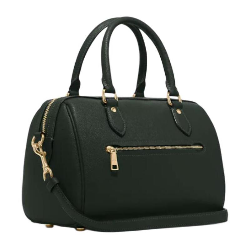 Coach Handtasche Rowan Satchel 25 Gold Label Logo Reißverschluss Beschläge Schnalle Längsnarbiges Leder Boston Bag Umhängetasche Crossbody Tasche Mittel Damen