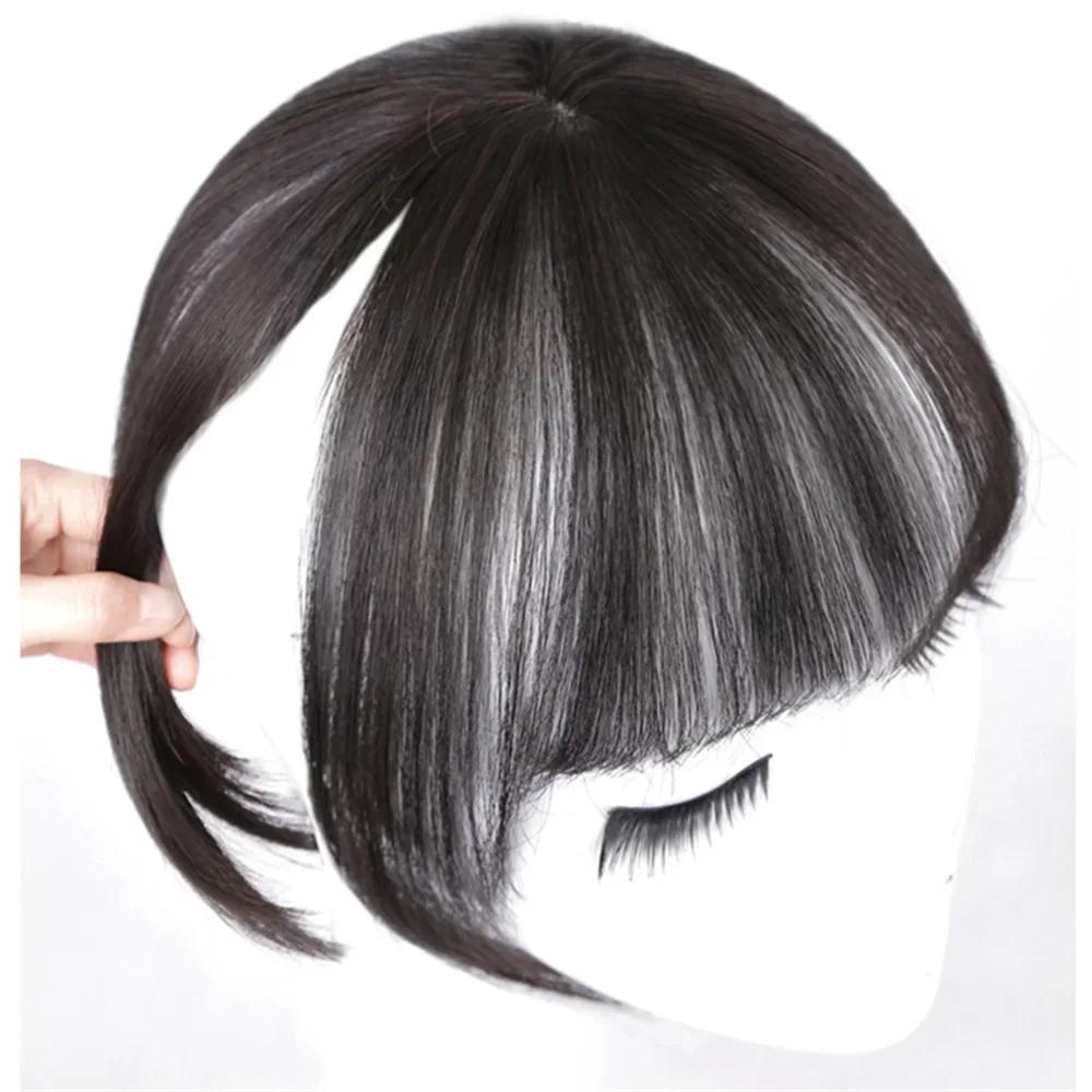 Mode 3D Natürliche Unsichtbare Nahtlose Luft-Pony-Perücke Elegantes Französisches Fake-Patch Synthetisches Haarteil für Mädchen Frau 2028