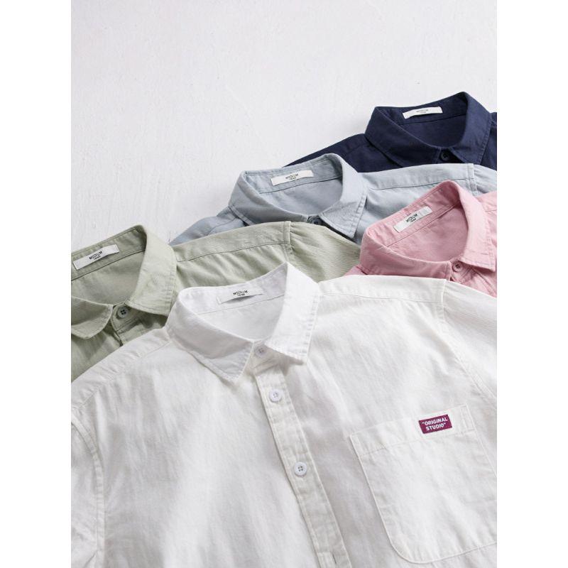 Summer Japan fashion Retro Short sleeve Shirts Men's Clothing 100% Cotton Washed Loose Casual Half Sleeve Shirt Artistic New