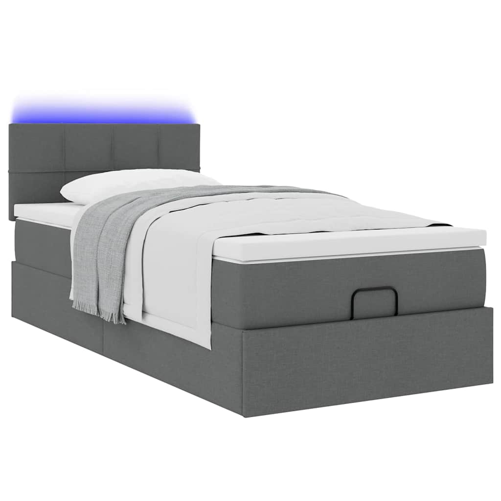 Vidaxl Struttura Letto Ottoman con Materasso, Grigia, 100x200 cm, Tessuto