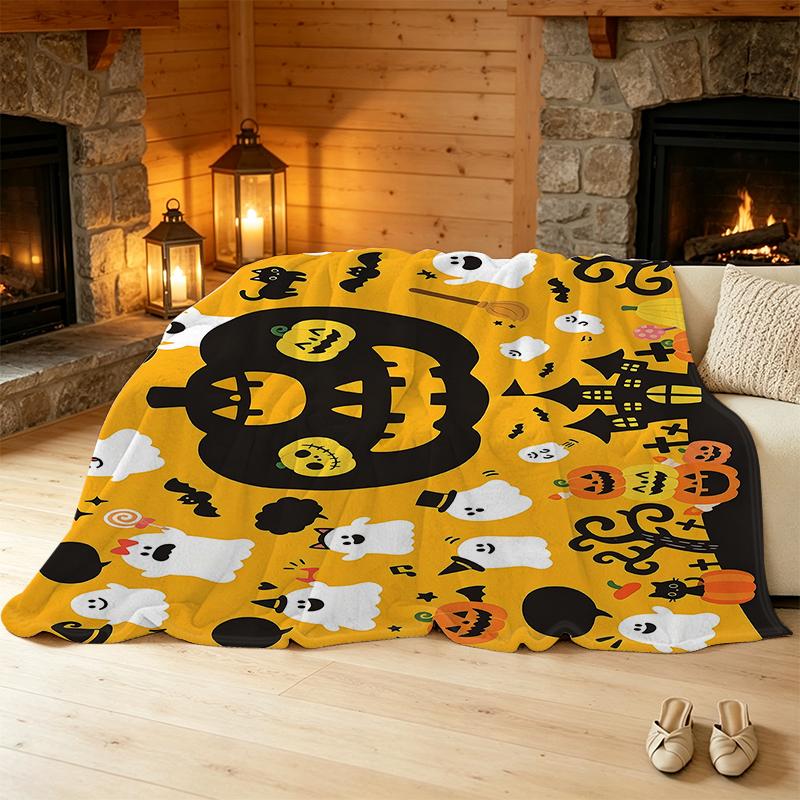 Halloween & Christmas Themed Flannel Fleece Blanket Soft, Warm & Dense Fleece, Cozy for Home Relax, Festive Vibe