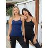 CHARMLEAKS Damen-Unterhemd aus Baumwolle, Damenunterwäsche, Nachtwäsche, Unterwäsche, Hebe-BH, solides Basic-Tanktop, 2er-Pack