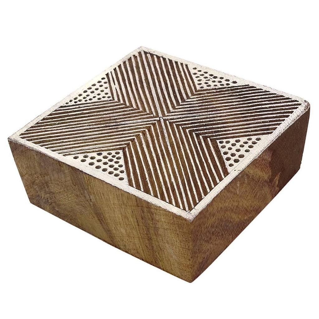 Brown Hand Carved Stamp Wooden Printing Block Textile Printing Block Border