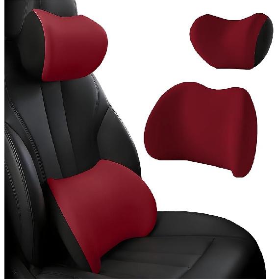 Подголовник и поясничная поддержка для автомобиля, Подголовник и поясничная поддержка для автомобиля, Эргономичный подголовник и поясничная поддержка для автомобильного сиденья, Подголовник и поясничная подушка для автомобиля винный