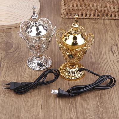 Metall Innenbrenner Naher Osten Kirche Elektrischer Weihrauchbrenner Metallbrenner Vintage Sandelholzbrenner (EU-Stecker)