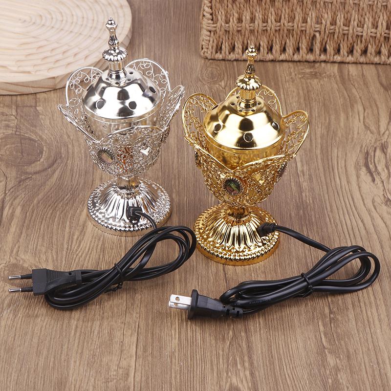 Metal İç Mekan Brülörü Orta Doğu Kilisesi Elektrikli Buhurdanlık Metal Brülör Vintage Sandal Ağacı Brülörü (AB Fişi)