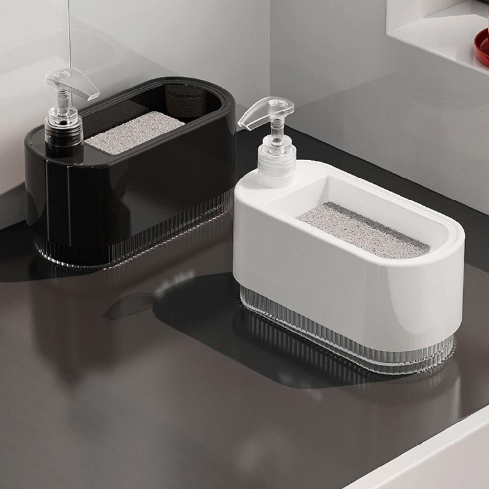Plastic Kitchen Soap Dispenser with Sponge Holder Manual Press Soap Box  Countertop
