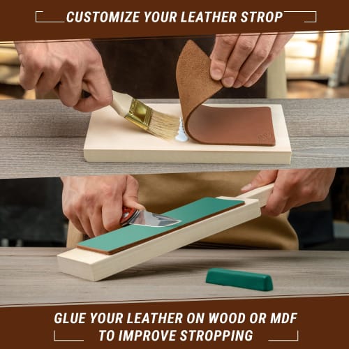 BeaverCraft Knife Sharpening Strop LS2P1 Leather Strop - Knife Sharpening Kit 3 X 8 Inches - Sharpening Strop Polishing Compound Set - Double-Sided Kn
