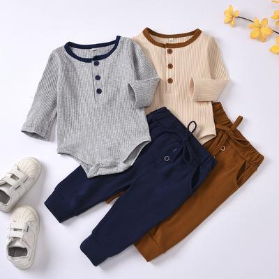 Neugeborenen Baby Jungen Mädchen Solide Strick Strampler Tops + Hosen Sets Outfits