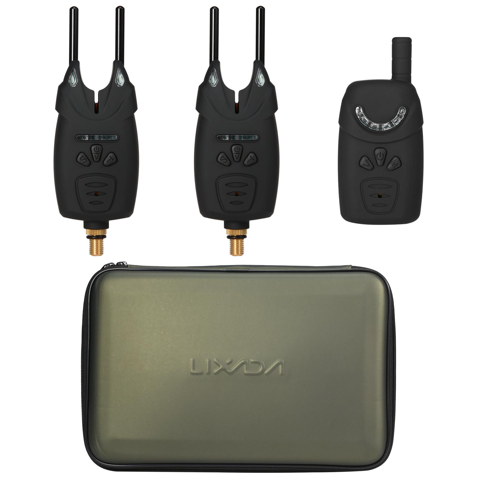 

Lixada электронная сигнализация о рыбалке, сигнализация о поклевке, светодиодная беспроводная сигнализация для рыбалки, цифровой рыболовный приемник 2 transmitters чёрный