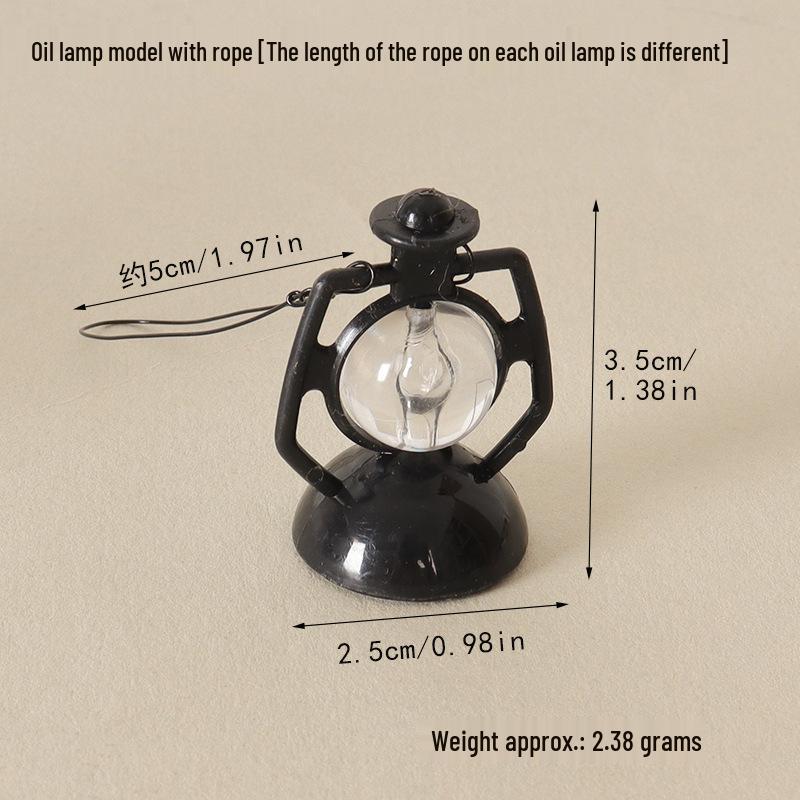 Retro Mini Kerosene Lamp Model for Dollhouse Christmas Decoration & Shooting Scene Prop.