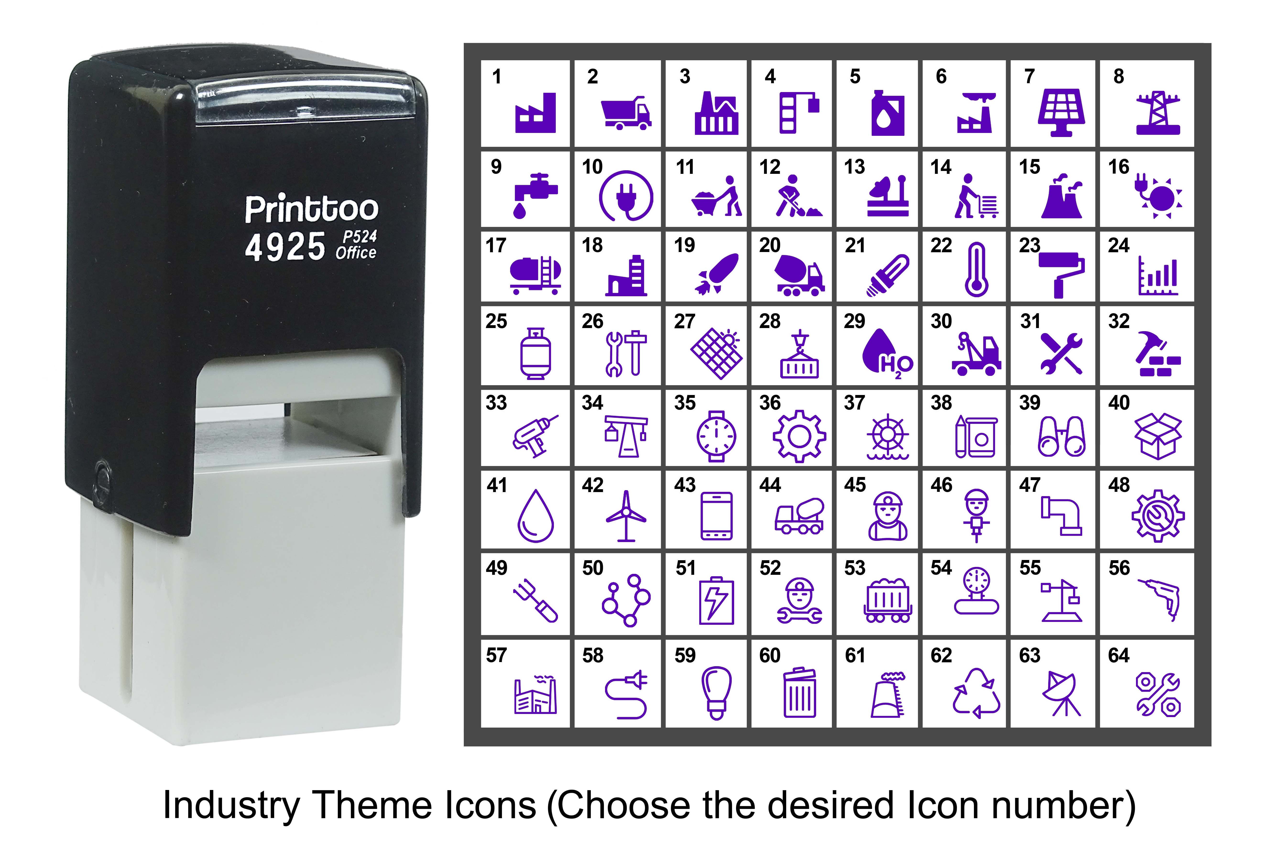 

Printtoo Industry Theme Icons Rubber Stamp Self Inking Stamper 24 mm Approx 20 mm - 24 mm (Impressions-51) Фіолетовий