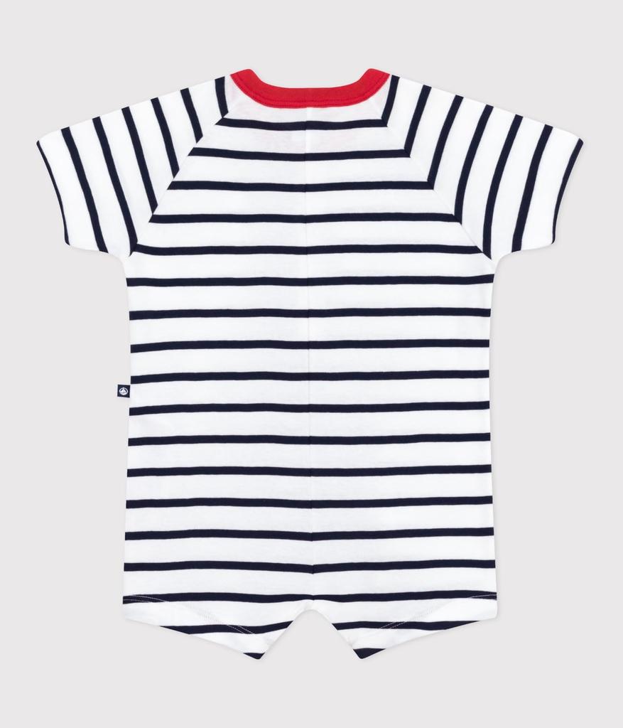 Short Romper A0CV3 12 months 74cm [Petit Bateau] Off-White/Navy