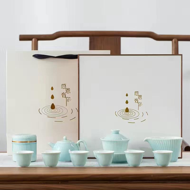 Ceramic tea set Home office tea art teaching Simple small fresh ceramic kung fu tea set Portable travel bag