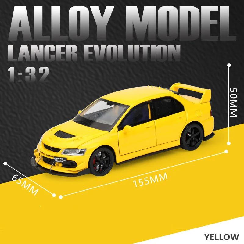 1:32 Model Toy Mitsubishi Lancer Evolution IX Sports Cars Alloy Diecast Pull Back 6 Doors Opened Sound Light Supercar Kids Gifts