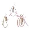 Fashionable Ballet Shoe Keychain Charm with Pearls Ribbon Designs Lovely and Stylish Accessory Portable for Girls