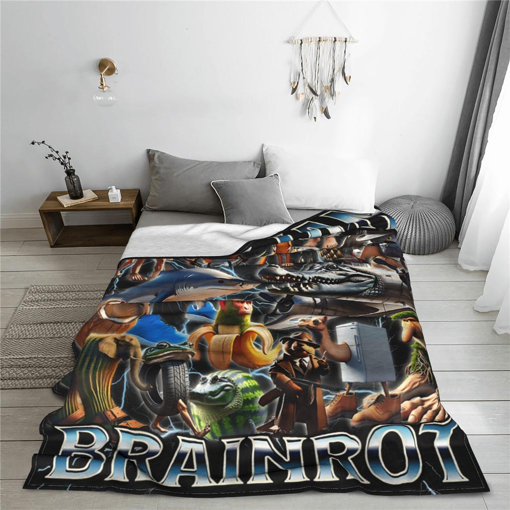 Italian Brainrot Meme Blanket Quality Warm Soft  Throw Blanket Winter Boy Girl Home Decor Funny Bedspread