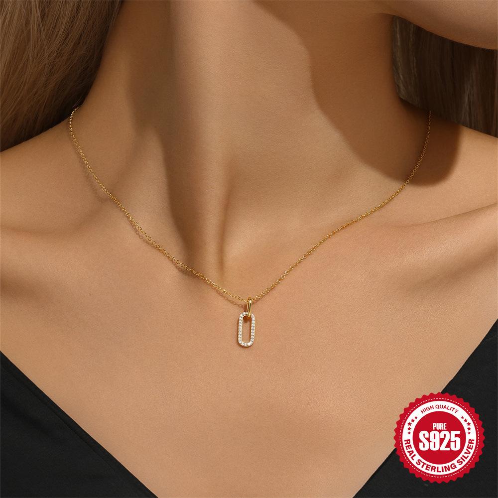 Double Ring Connected Versatile Necklace Clavicle Chain Classic Simple Ring Buckle Atmospheric Necklace