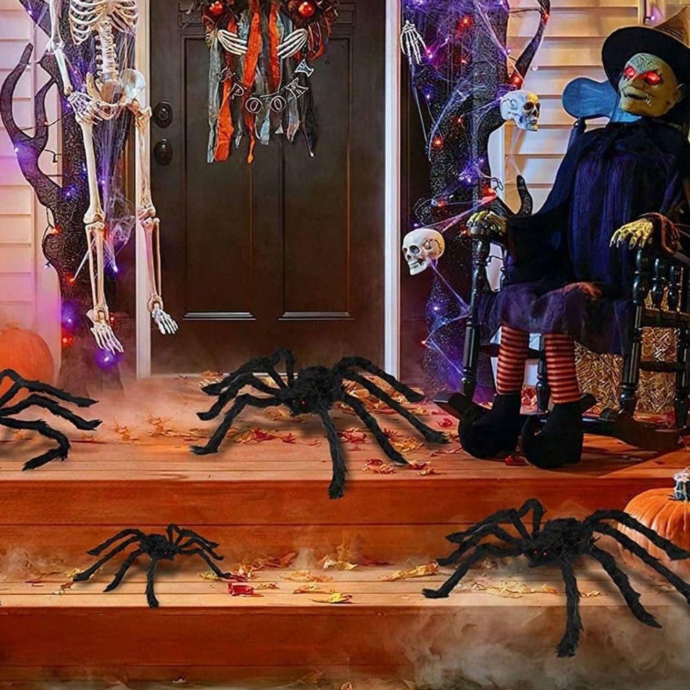 Party Supplies Horror Atmosphere Halloween Decoration Bar Ornament Black Plush Spider Haunted House