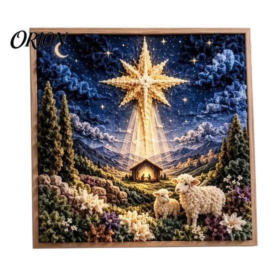 Krippen Bastelset Christliches Stoff-Stech-Kunst-Kit, DIY 3D vorgeschnittene Materialien, Bastelset inspiriert von der Bibel, Thema Religiöser Glaube, für Erwachsene, D
