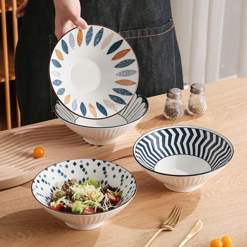 Herchuanwu Japanese Style Underglaze Ceramic Noodle & Soup Bowls