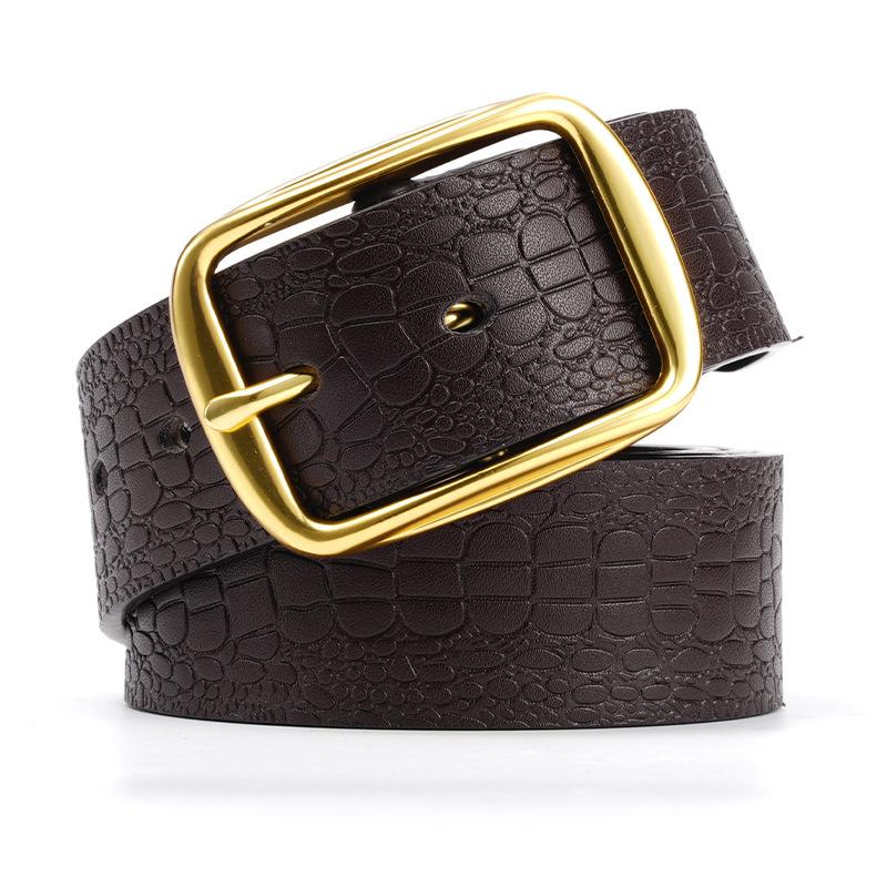 Men's Genuine Leather Belt 3.8 Wide-needle Buckle Belt