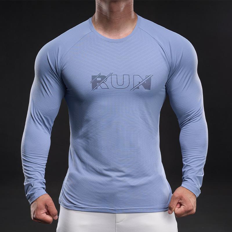 New Quick-drying Ice Silk Long-sleeved T-shirt Men's Casual Sports Fitness Outdoor T-shirt Top Men