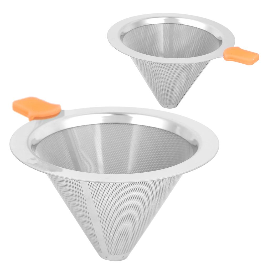 Coffee Maker Drip Filter Double Layer Stainless Steel Reusable Coffee Funnel for 1‑2 PeopleOrange