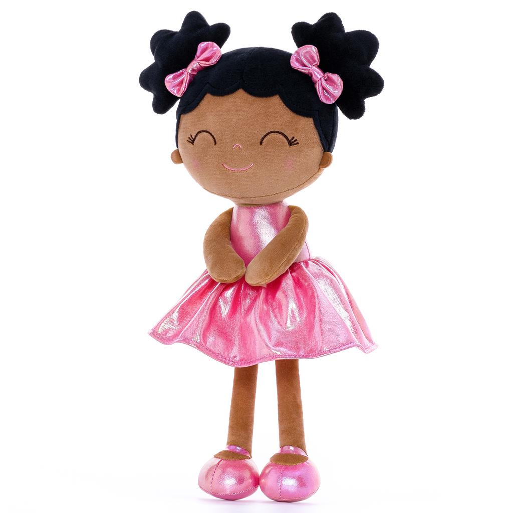 Plush Toys Girl Gifts Baby Girl Plush Doll for Baby's First Birthday Gift Curly Girl Glitter Series 30 Cm Rose Red
