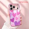 2DFlat electroplated tempered glass phone case,Pink and purple hearts pattern.,suitable for iPhone 18 Pro Max 17 16 15 14 13 12 11