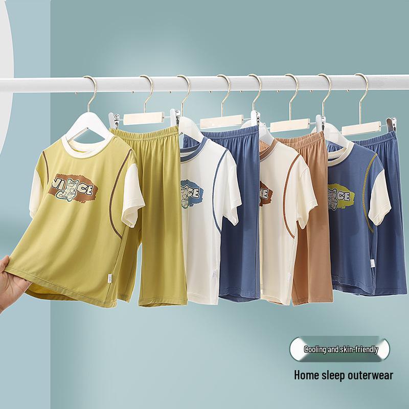 

Boys Ice Silk Summer Pajama Set – Lightweight Modal Loungewear for Kids 120cm
