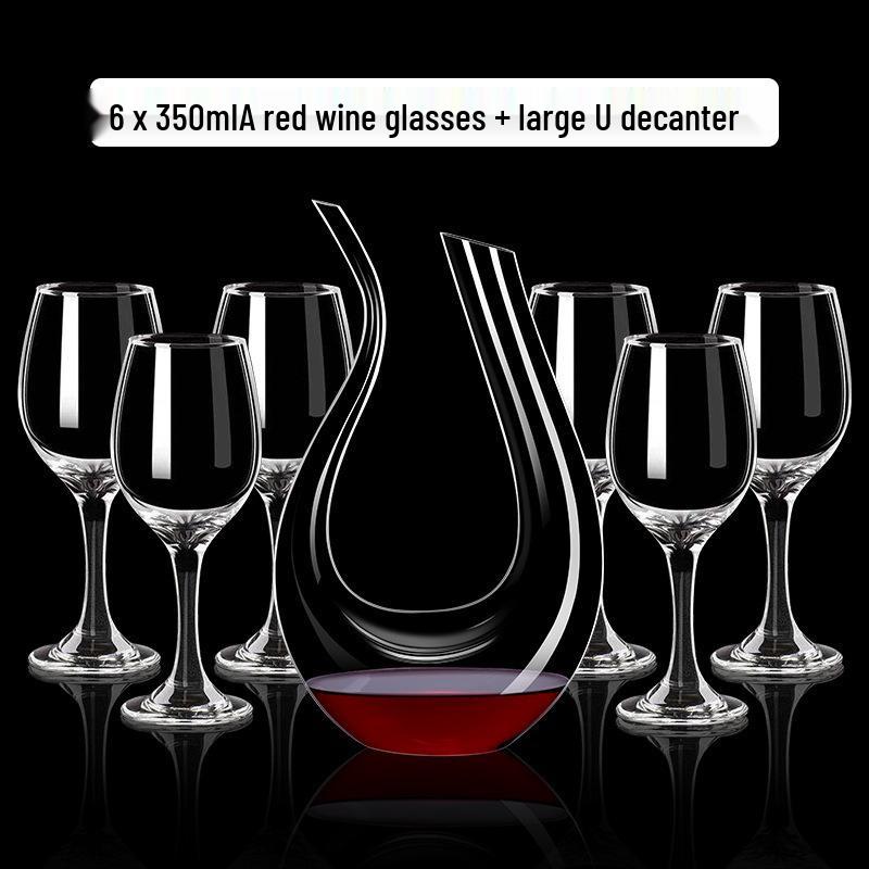 Lyxigt Kristall Vinrött Vinglas & Karaff Set