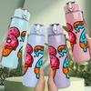 1PC Drip Number Sixty Seven 750ml Color Plastic Sports Water Bottle Leakproof Flip Straw Lid Suitable for Sports Office Home Use