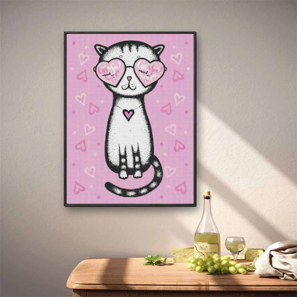 5D Diamond Painting LoveCat Full Drill Rhinestone Embroidery Cross Stitch Kits for Adults Home Decor Wall Art Gift