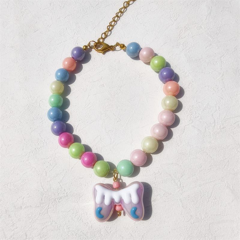 Handmade Colorful Beaded Pet Necklace Cute Flower Accessories Acrylic Cat & Dog Ornaments Princess Style Decorative Collar