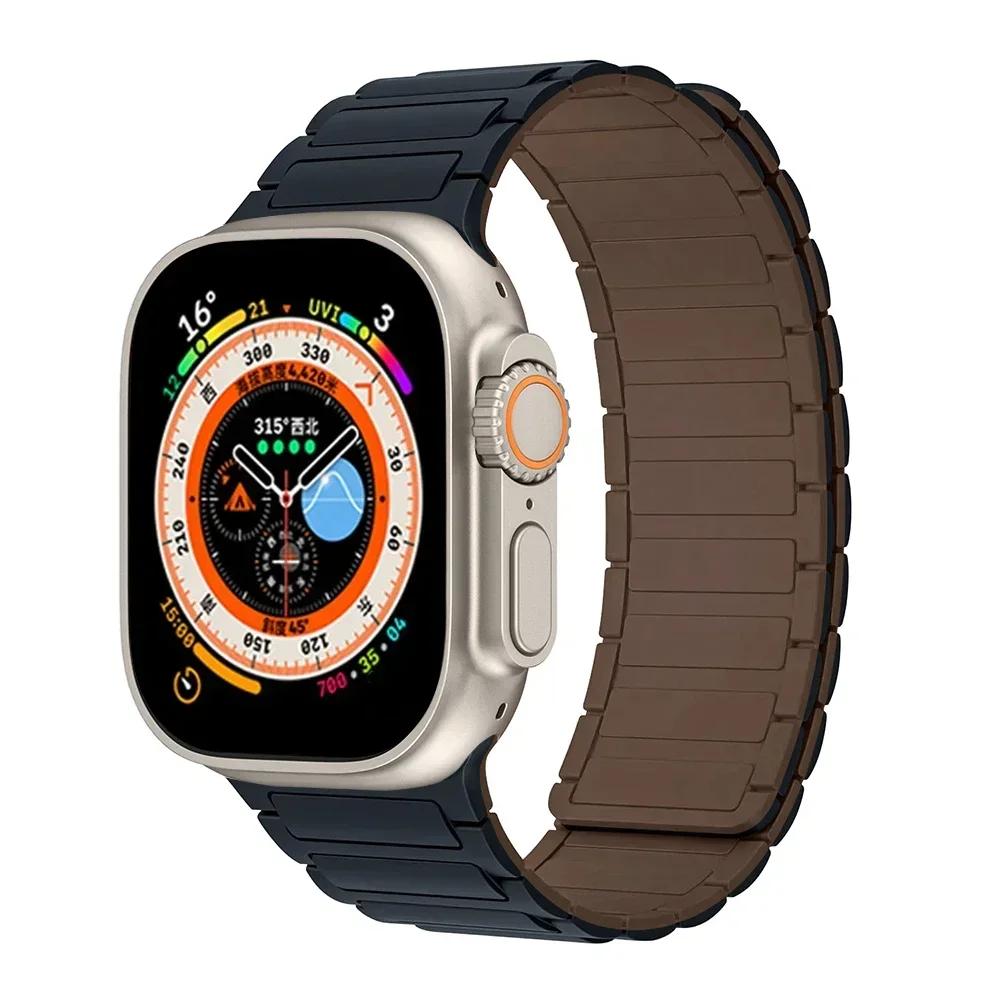 Magnetic Sports Band for Apple Watch Ultra 2 49mm 46mm 45mm 44mm 42mm 38 40 41mm Silicone Strap for IWatch Series 10 9 8 7 6 5 4