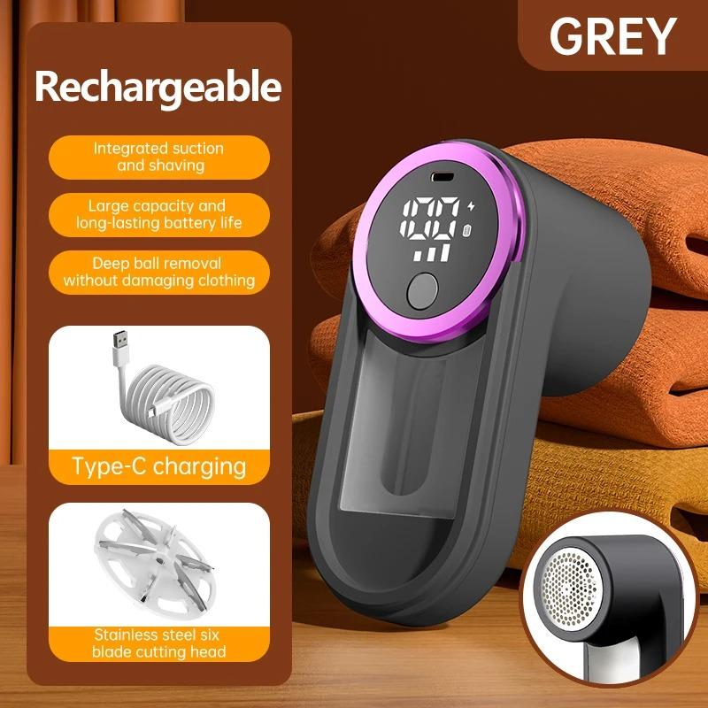 

Portable Clothes Hair Ball Trimmer Electric Lint Remover Fuzz Pellet Remover With LED Display Typc-C Charging Sweater Shaver сірий
