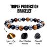 Tiger Eye Triple Bracelet Triple Power Protection Bracelet Hematite Obsidian and Tiger S Eye Triple Protection Bracelets