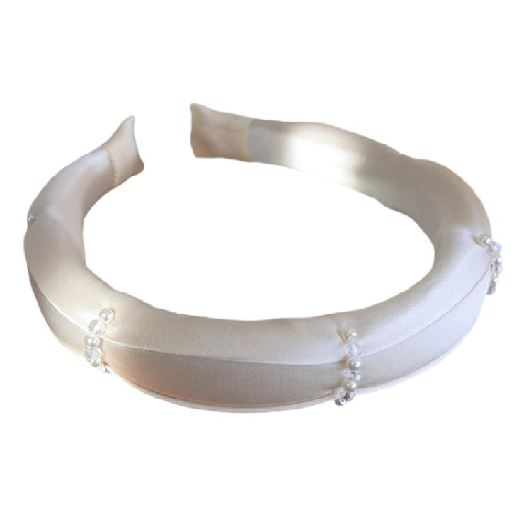 Luxury Floral Design Headbands For Women Fabric Hair Accessory With Bead Detailing Hairband Headwear For Special Event