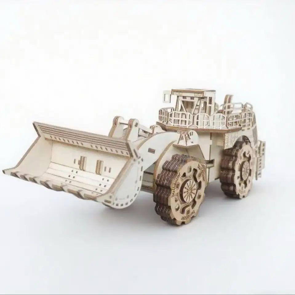 

3D Puzzle Diy Wooden Toy Bulldozer Assembly Model Adult Birthday Halloween Christmas Gift білий