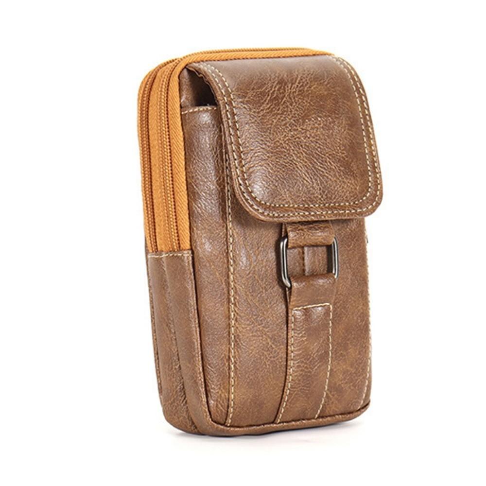 Double Layers Mobile Phone Pouch Large Capacity Phone Belt Hanging Pouch Phone Belt Clip Bag  Men