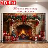 Retro Fireplace Christmas Festival Tapestry Background Hanging Cloth Living Room Christmas Party Room Decoration