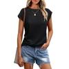 Damska kamizelka jednolity kolor okrągły dekolt krótki rękaw t-shirt