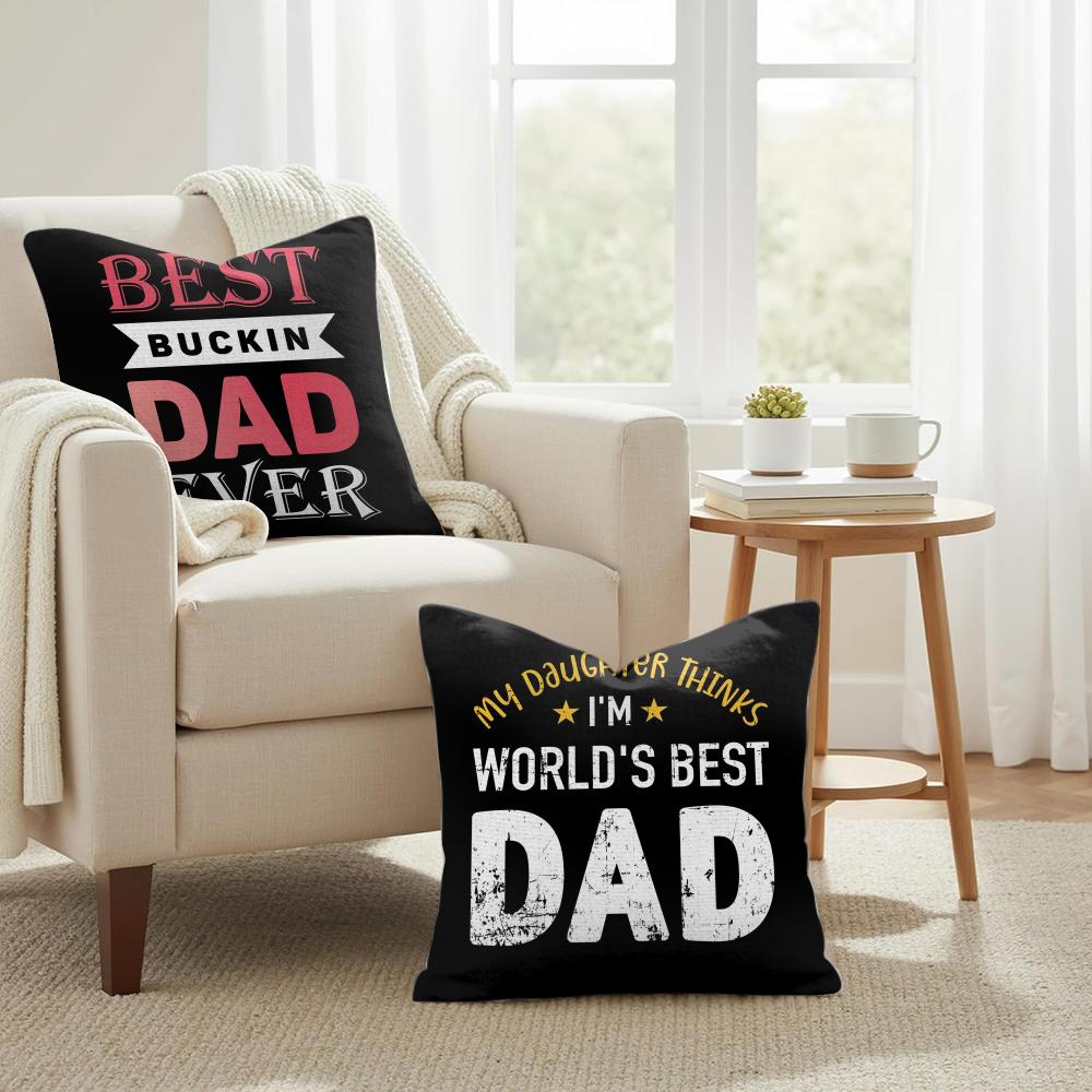 Best Dad Ever Fathers Day Cushion Cover Natural Linen Organic Fabric DoubleSided Printing Couch Pillow Covers Home Decor